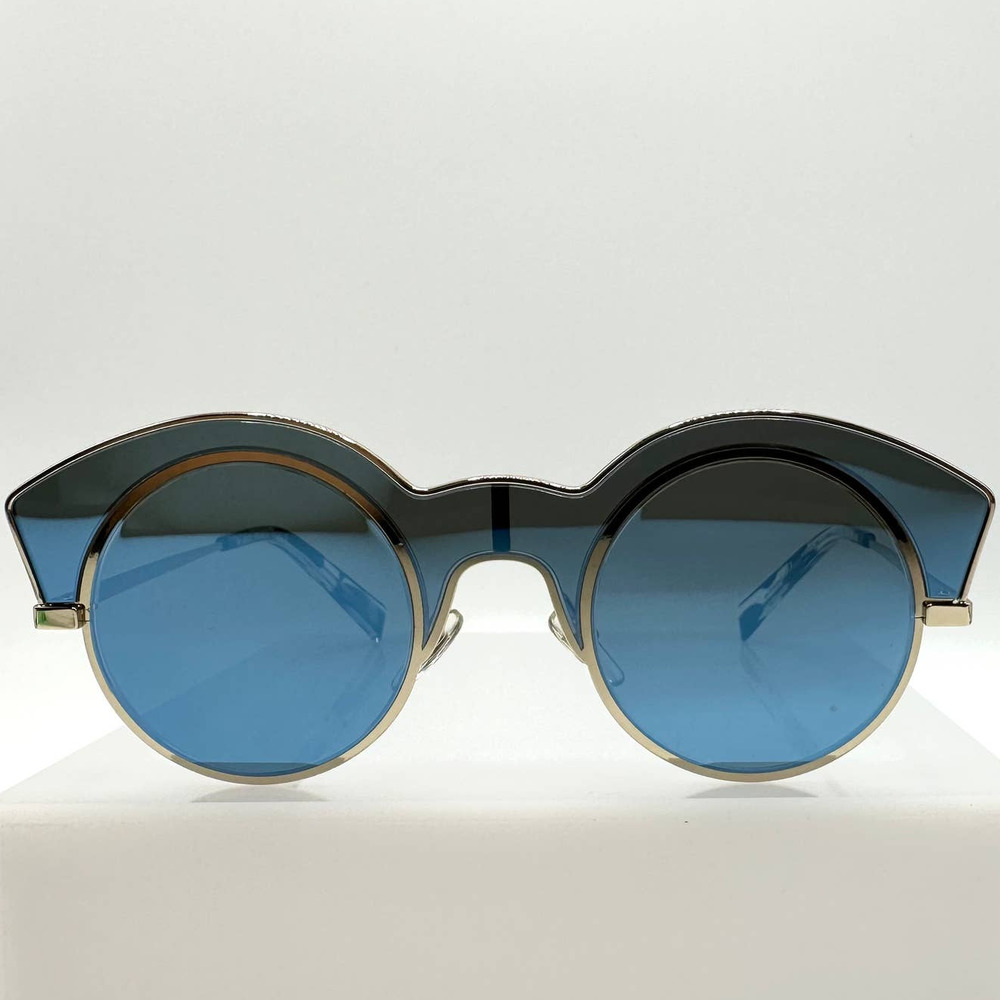 Rare Vtg Alain Mikli La Nuit A04009 003/55 Gold Blue Flash Mirror Sunglasses